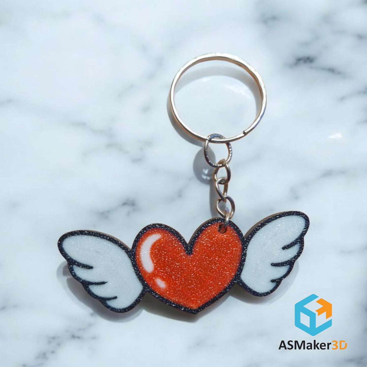 Llavero Corazón con Alas – Impreso en 3D en PLA