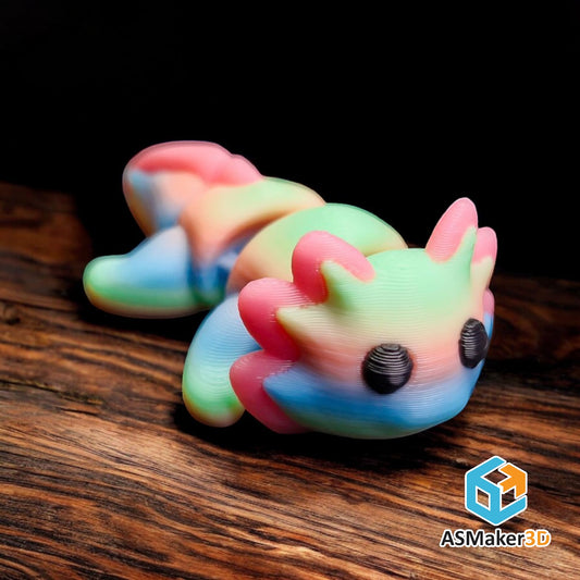 Llavero Ajolote Multicolor – Impresión 3D en PLA 🌈🦎🔑