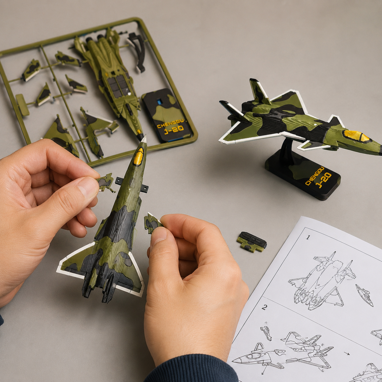 Avión J-20 a Escala – Kit Armable en Tarjeta