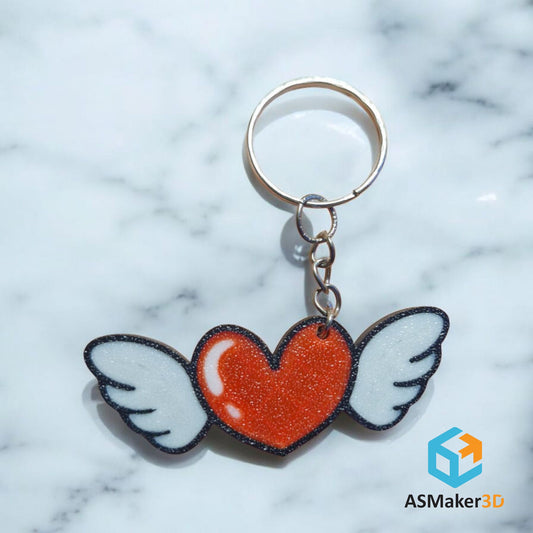 Llavero Corazón con Alas – Impreso en 3D en PLA