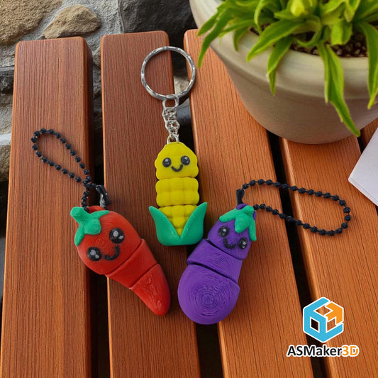 Llaveros Mini Vegetales Kawaii Impresos en 3D – Colección Mexicana